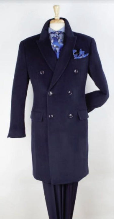Navy Blue Overcoat - Blue Winter Topcoat - Fabric Double Breasted 1   - from alligatorwarehouse.com