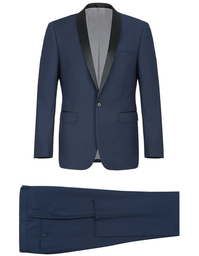 Mens 1 Button Shawl Lapel Wedding | Prom Tuxedo in Navy Blue 1 NT-1315  - from alligatorwarehouse.com