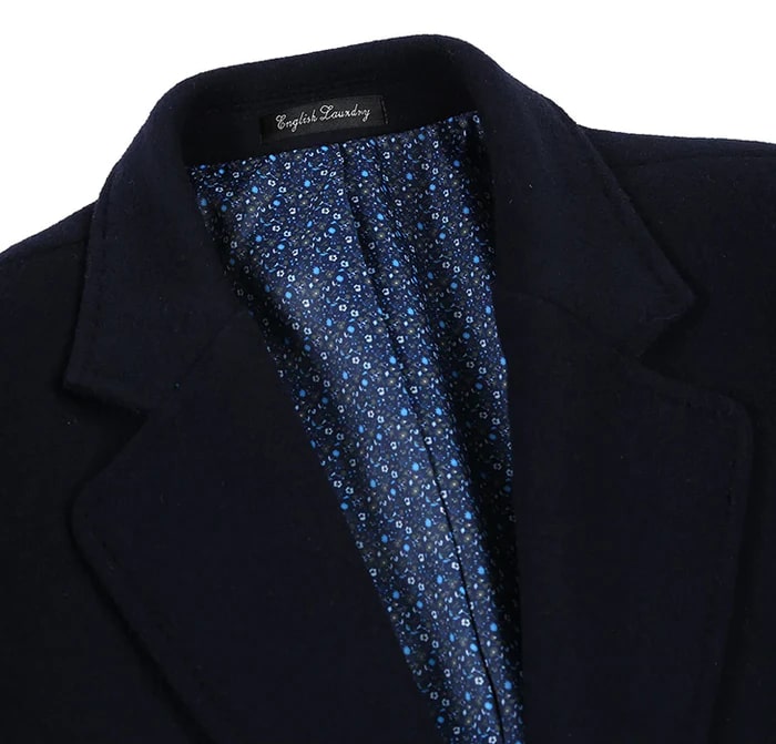 Navy Fall/Winter Essential Slim Fit Overcoat Wool Blend