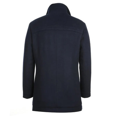 Navy Slim Fit Wool Blend Short Coat with Detachable Full Zipper 2   - from alligatorwarehouse.com