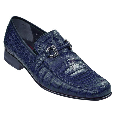 Los Altos Slip-On Navy Genuine Caiman Crocodile Belly Loafers 1   - from alligatorwarehouse.com