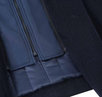 Navy Slim Fit Wool Blend Short Coat with Detachable Full Zipper 4   - from alligatorwarehouse.com