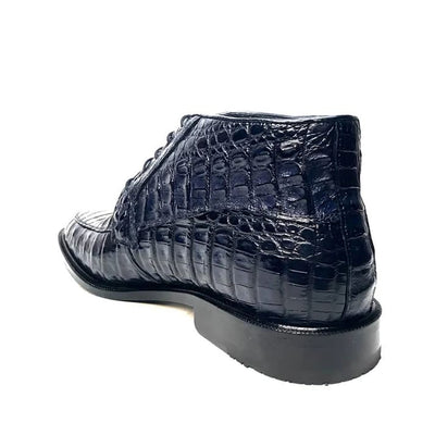 Los Altos Navy All over Crocodile Lace-Up Dress Ankle Boots 4   - from alligatorwarehouse.com