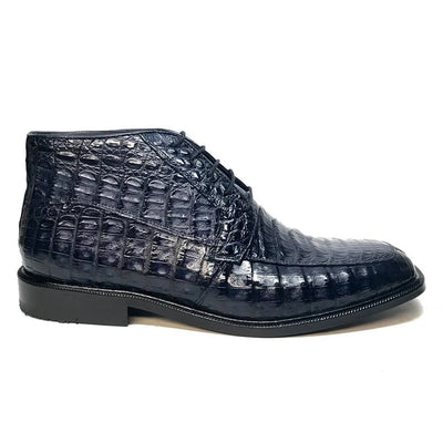 Los Altos Navy All over Crocodile Lace-Up Dress Ankle Boots 2   - from alligatorwarehouse.com