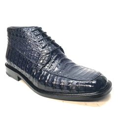 Los Altos Navy All over Crocodile Lace-Up Dress Ankle Boots