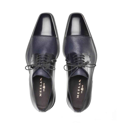 Mezlan Soka Navy Blue Deerskin & Calf Lace-Up 3   - from alligatorwarehouse.com