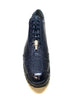 Los Altos Navy Blue Ostrich Leg Lace Up Sneakers 7   - from alligatorwarehouse.com