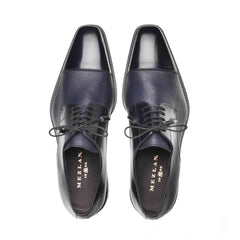 Mezlan Soka Navy Blue Deerskin & Calf Lace-Up