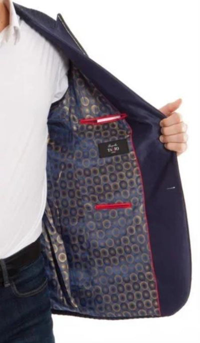 Navy Blue And Gold Trim Tuxedo Dinner Jacket - Navy Blue Blazer 3   - from alligatorwarehouse.com