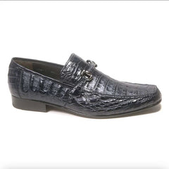 Los Altos All-Over Navy Blue Crocodile Belly Loafers