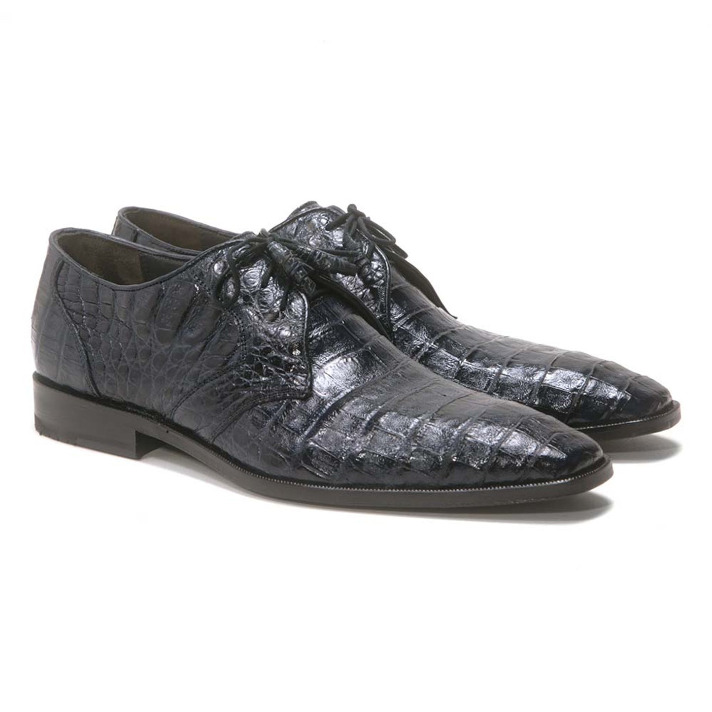 Los Altos Men's Navy Blue Genuine Caiman Crocodile Belly Oxford Shoes