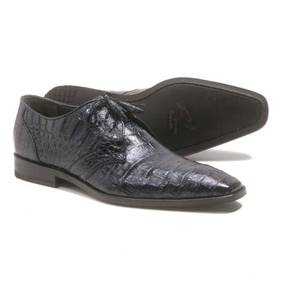 Los Altos Men's Navy Blue Genuine Caiman Crocodile Belly Oxford Shoes 1   - from alligatorwarehouse.com