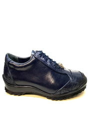 Los Altos Navy Blue Ostrich Leg Lace Up Sneakers