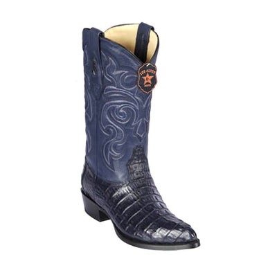 Los Altos Men's Navy Blue Genuine Caiman Tail Boots 1   - from alligatorwarehouse.com