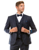 Tweed Suit 1920s Vintage Looking Fabric Vested Suit - Navy Blue Herringbone Fabric 2   - from alligatorwarehouse.com