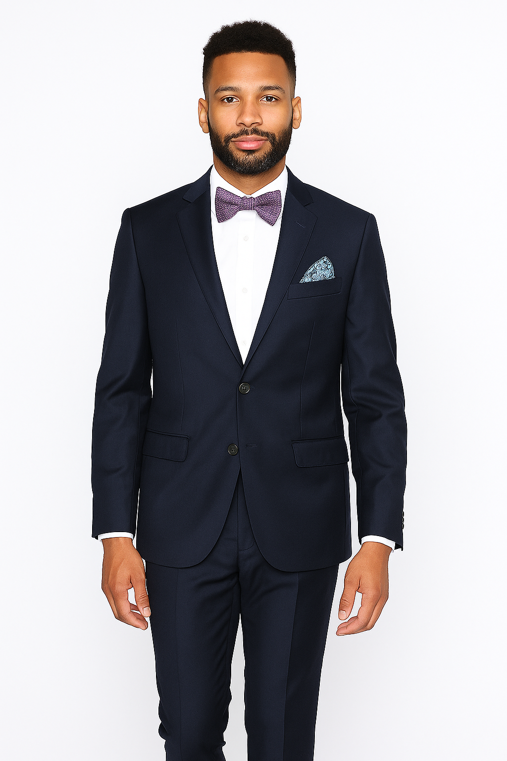 Rossiman Rossi Navy Blue Slim Fit Suit – Peak Lapel Tailored Formalwear for Men