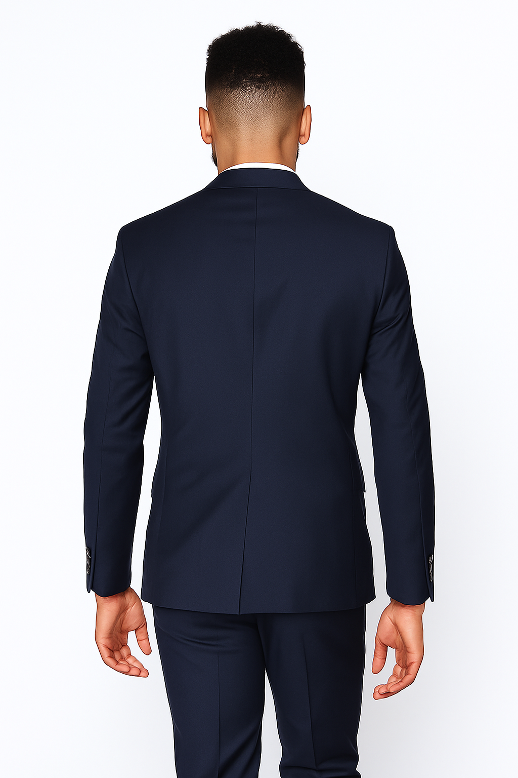 Rossiman Rossi Navy Blue Slim Fit Suit – Peak Lapel Tailored Formalwear for Men