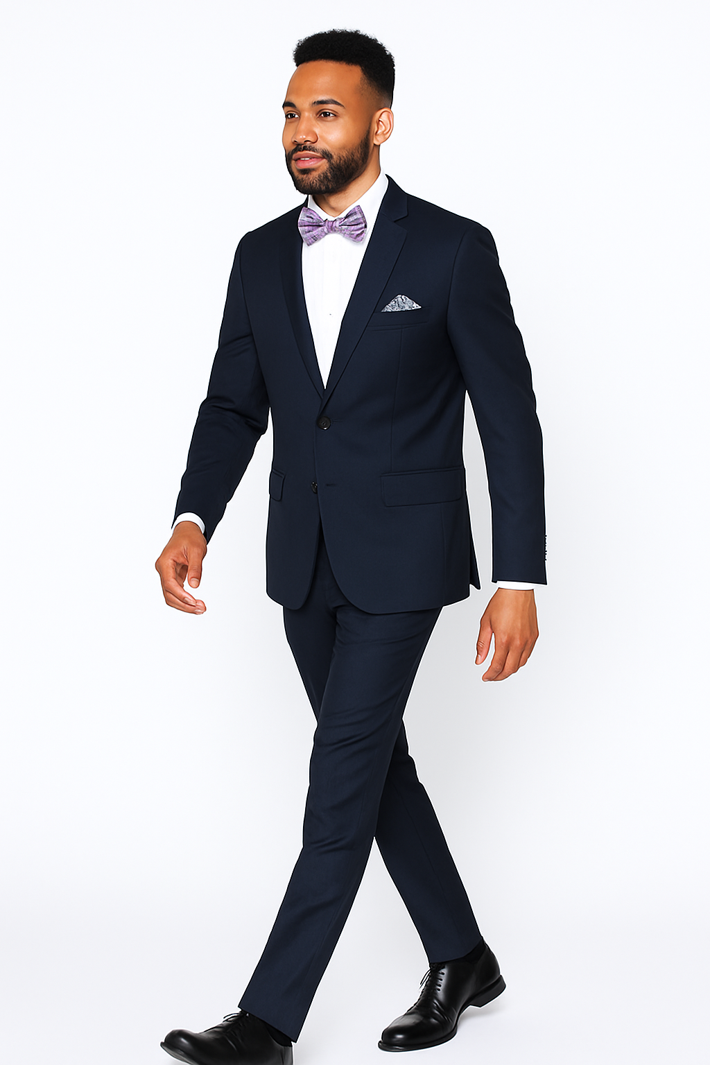 Rossiman Rossi Navy Blue Slim Fit Suit – Peak Lapel Tailored Formalwear for Men