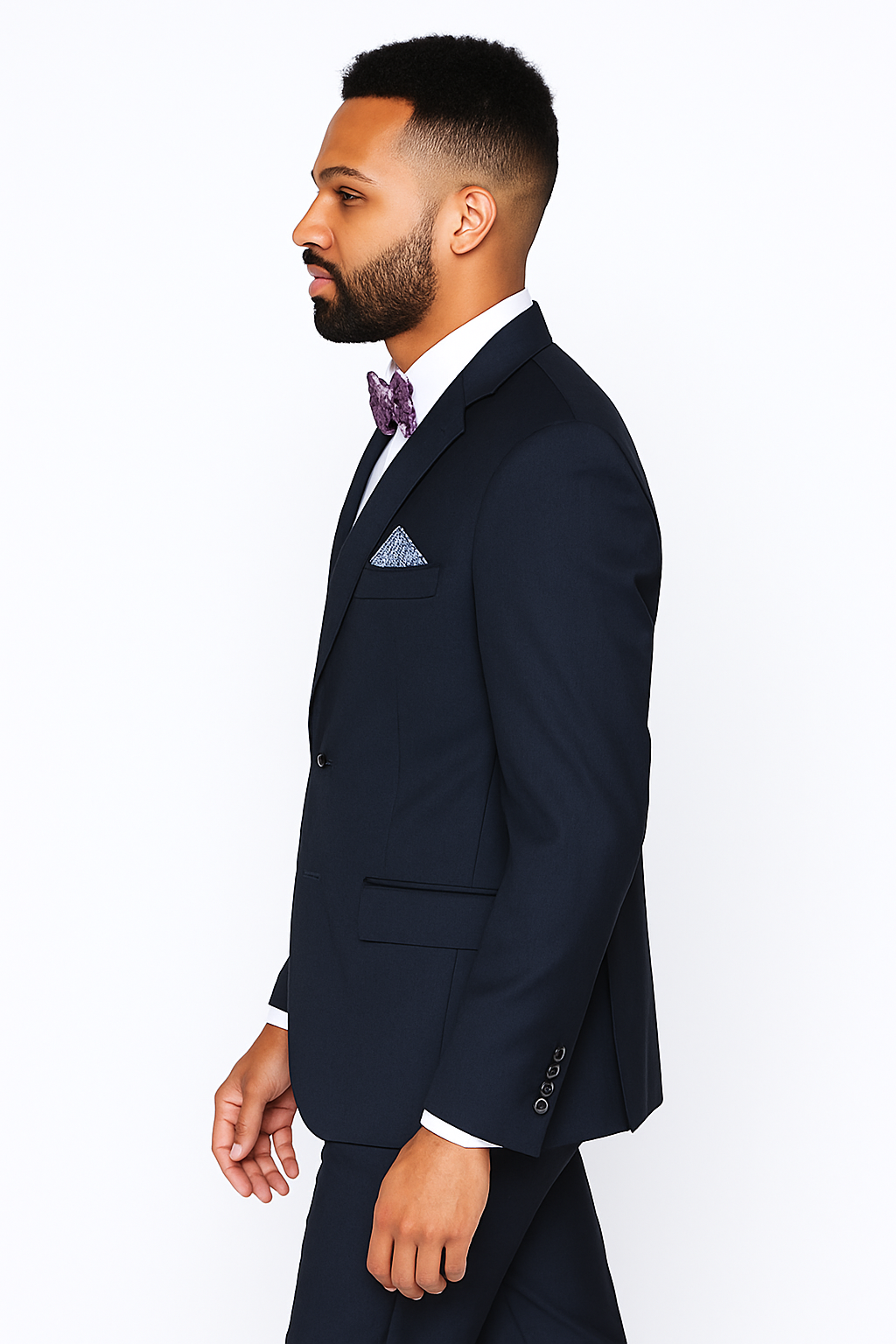 Rossiman Rossi Navy Blue Slim Fit Suit – Peak Lapel Tailored Formalwear for Men