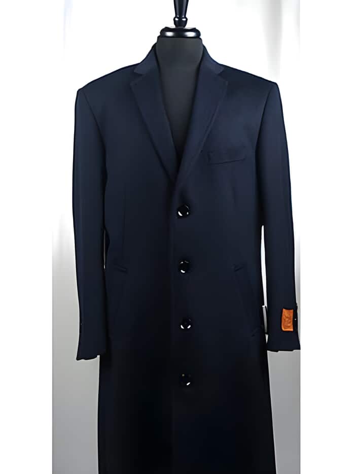 4 Button Wool Blend Navy Blue Bravo Top Overcoat