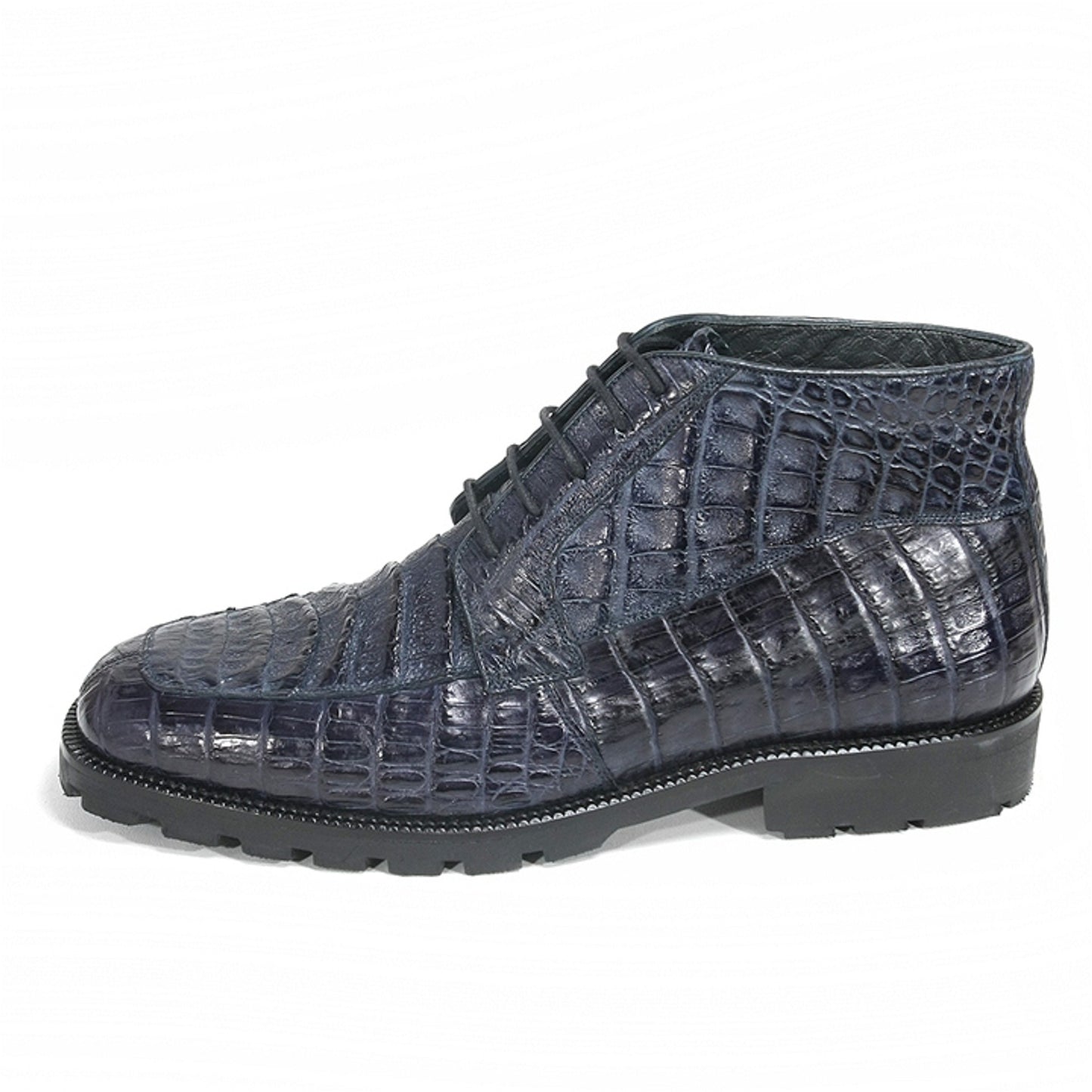 Navy Genuine Caiman Crocodile Belly Ankle Los Altos Boots