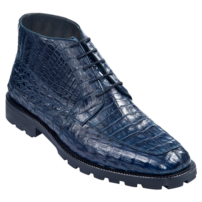 Navy Genuine Caiman Crocodile Belly Ankle Los Altos Boots