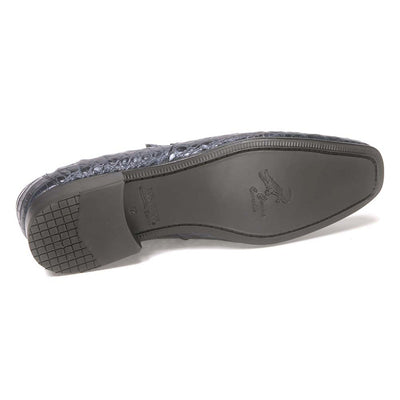 Los Altos Slip-On Navy Genuine Caiman Crocodile Belly Loafers 4   - from alligatorwarehouse.com