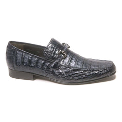 Los Altos Slip-On Navy Genuine Caiman Crocodile Belly Loafers