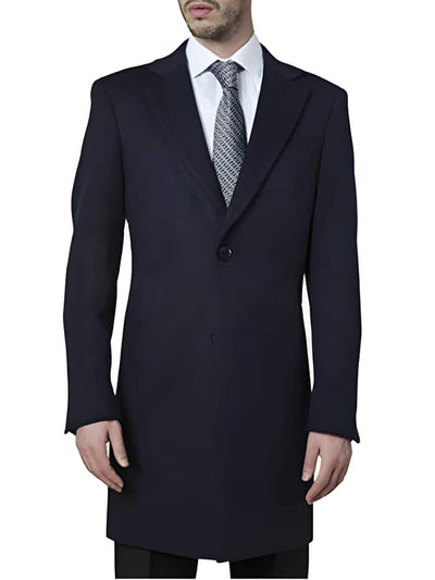Modern Fit men's Polyester ~ Viscose ~ Spandex Navy Long men's Dress Topcoat - Winter coat 1   - from alligatorwarehouse.com