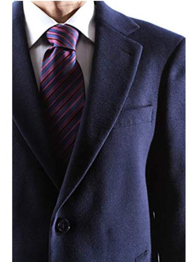 Men's Caravelli Two Button 3/4 Length Navy Long men's Car Coat Dress Topcoat - Winter coat 2   - from alligatorwarehouse.com