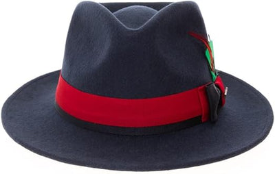 Grayson Fedora Crushable 100% Australian Wool Traveler Two Tone Navy Red Hat 2   - from alligatorwarehouse.com