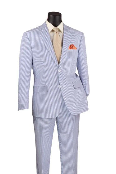 Mens Vinci 2 Piece Seersucker Black Notch Lapel Suit