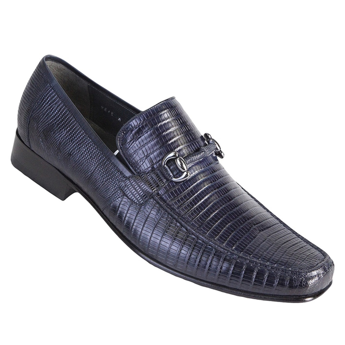 Los Altos Navy Genuine Teju Lizard Skin Slip-On Loafers