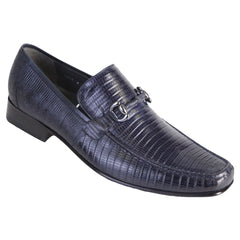 Los Altos Navy Genuine Teju Lizard Skin Slip-On Loafers