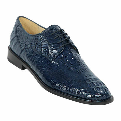 Men’s Los Altos Navy Caiman Hornback Dress Shoes with Plain Toe, Exotic Formal Lace Up Shoes