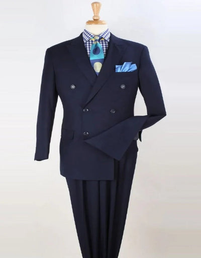 Pleated Suit - Mens Suits With Pleated Pant -  Regular Fit Suit - Navy Luxury Wool Suit 1   - from alligatorwarehouse.com
