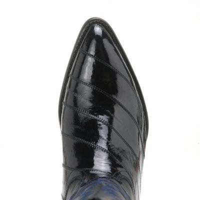 Los Altos Men's Navy Blue Eel Skin J Toe Boots 6   - from alligatorwarehouse.com