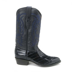 Los Altos Men's Navy Blue Eel Skin J Toe Boots