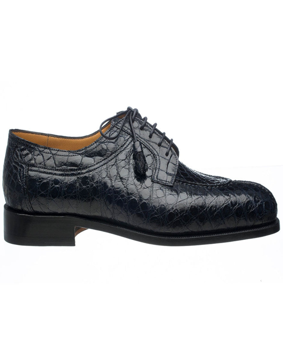 Ferrini Shoes - Mens Alligator Dress Shoe - Ferrini 3520 Belly Alligator Split Toe Shoes Navy