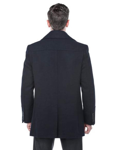 Double Breasted Navy Wool Blend Overcoat ~ Long men's Dress Topcoat - Winter coat 3   - from alligatorwarehouse.com