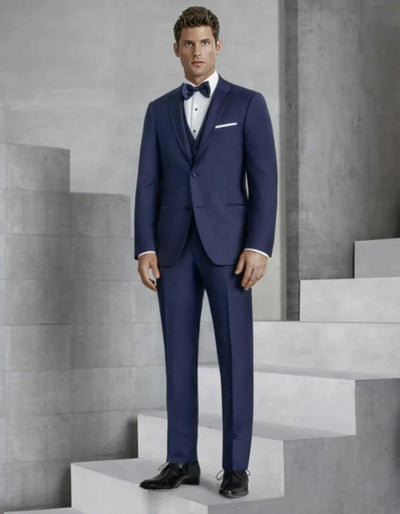 Mens Vested Slim Fit Two Button Trim Notch Tuxedo Navy 1 8368C-10  - from alligatorwarehouse.com