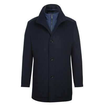 Navy Slim Fit Wool Blend Short Coat with Detachable Full Zipper 1   - from alligatorwarehouse.com