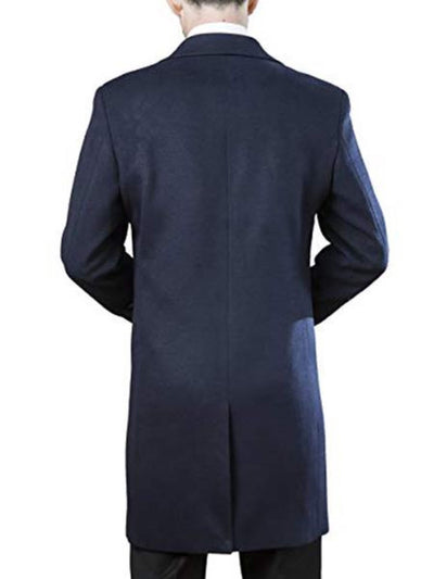 Modern Fit men's Polyester ~ Viscose ~ Spandex Navy Long men's Dress Topcoat - Winter coat 4   - from alligatorwarehouse.com