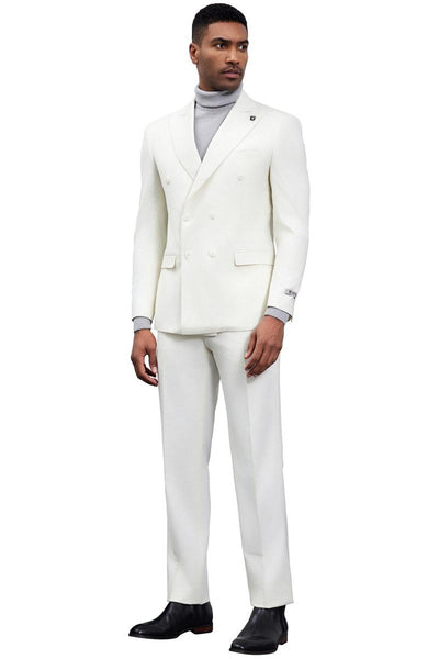 Men's Designer Stacy Adams Classic Double Breasted Suit in Ivory 3 SMD282H1-14-34R  - from alligatorwarehouse.com