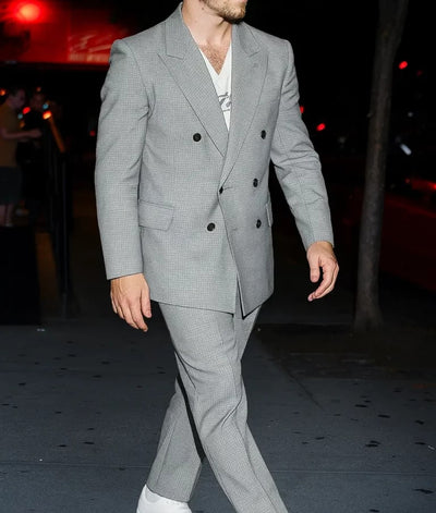 Nick Jonas Checkered Pattern Grey Suit 2   - from alligatorwarehouse.com
