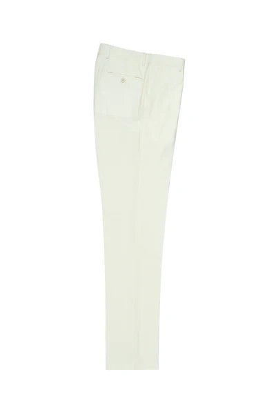 Offwhite Flat Front Wool Dress Pant 2560 by Tiglio Luxe 1   - from alligatorwarehouse.com