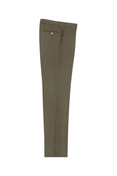 Olive Flat Front Wool Dress Pant 2560 by Tiglio Luxe OLIVE 1   - from alligatorwarehouse.com