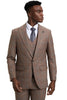 Men's Stacy Adams One Button Peak Lapel Double Breasted Vest Suit in Light Brown Plaid 5 SM170H1-10-38R  - from alligatorwarehouse.com