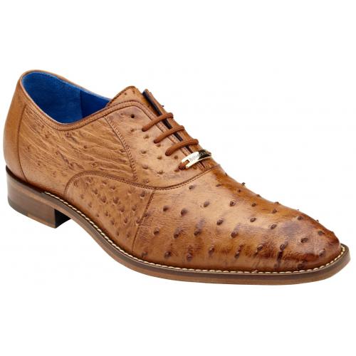 Belvedere Orlando  Men's Shoes Peanut Genuine Ostrich Formal Oxfords 1 MEN D01 ANT. PEANUT-M-12  - from alligatorwarehouse.com