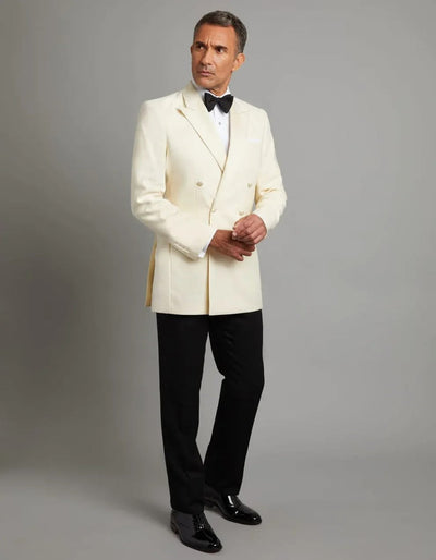 Ivory Double Breasted Tuxedo Dinner Jacket - Cream Dinner Jacket - Off White Tuxedo 1   - from alligatorwarehouse.com